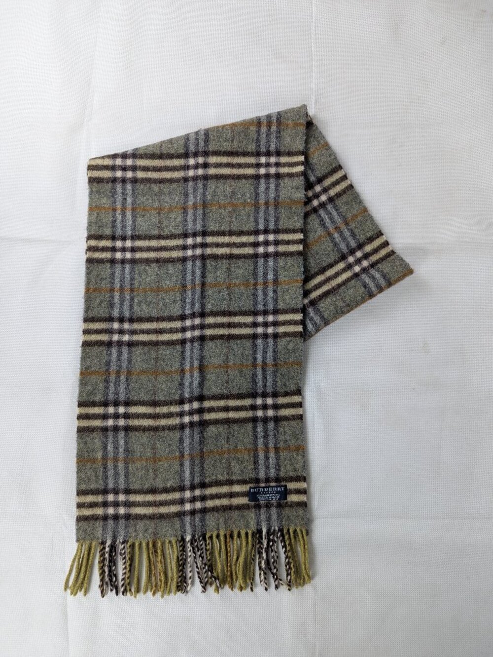 Authentic Burberry 100% Lambswool Nova Check Green Scarf Unisex